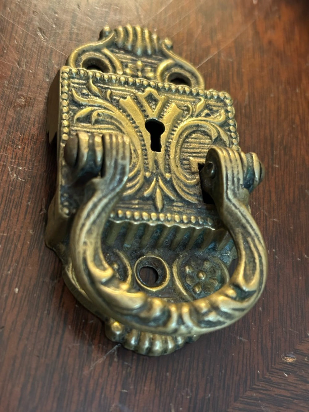 Antique Victorian Brass Cabinet Latch | Ornate Hardware | Vintage Home Decor